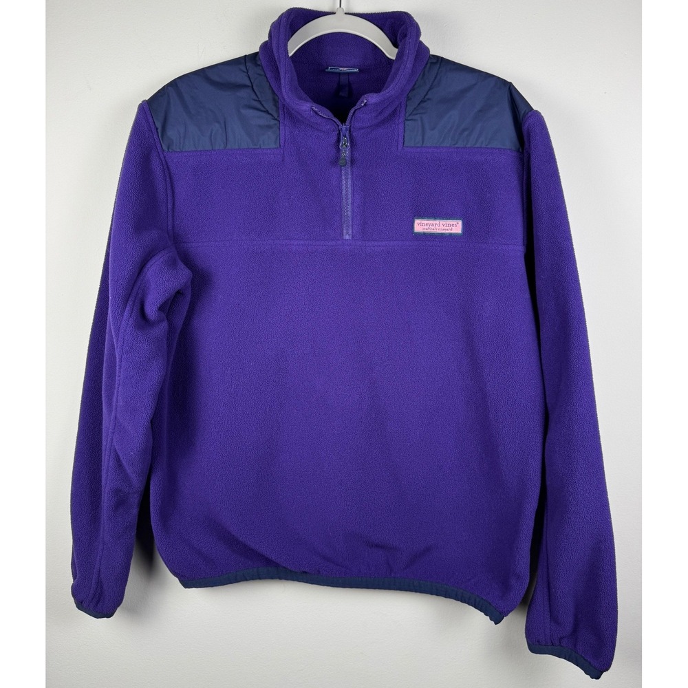 Vineyard Vines Fleece Pullover Jacket Purple Colorblock Size Medium